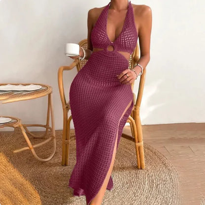 Women's Solid Color Organza Beach Cover Up Dress