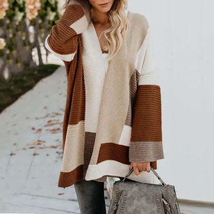 Women's  Geometric Color Block Cardigan