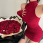 Spring Sexy Turtleneck Halter Dress for Women