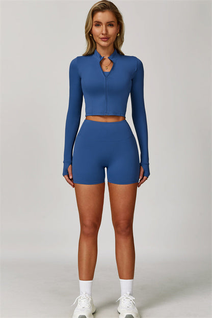 The Eloise Jacket Sports Bra Shorts 3-Piece Set Fitglutes Activewear Gymwear Sportswear & Workout Clothes