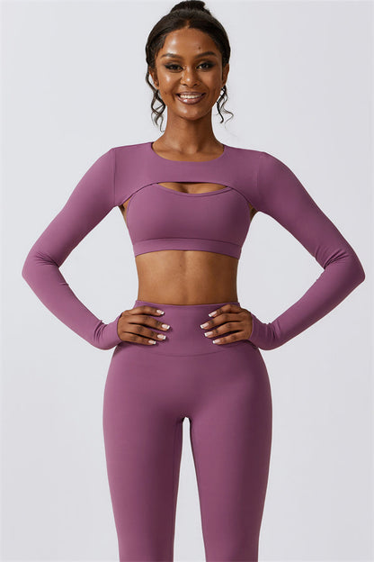 Juno Star Crop Top Sports Bra Leggings 3-Piece Set Fitglutes Activewear Gymwear Sportswear & Workout Clothes