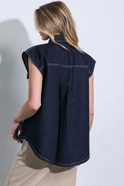 LET'S JUST RELAX DENIM TOP Flying Tomato