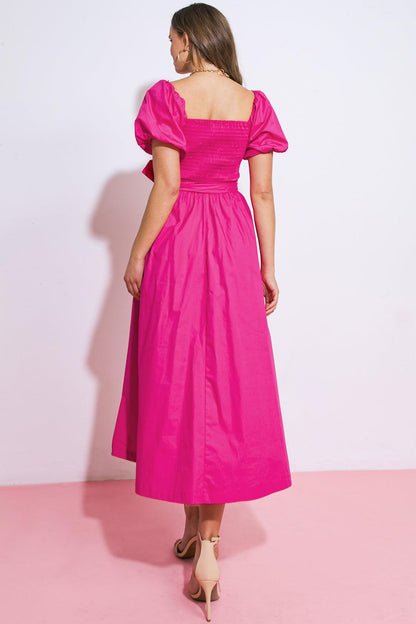 A PEACEFUL PLACE WOVEN MIDI DRESS Flying Tomato