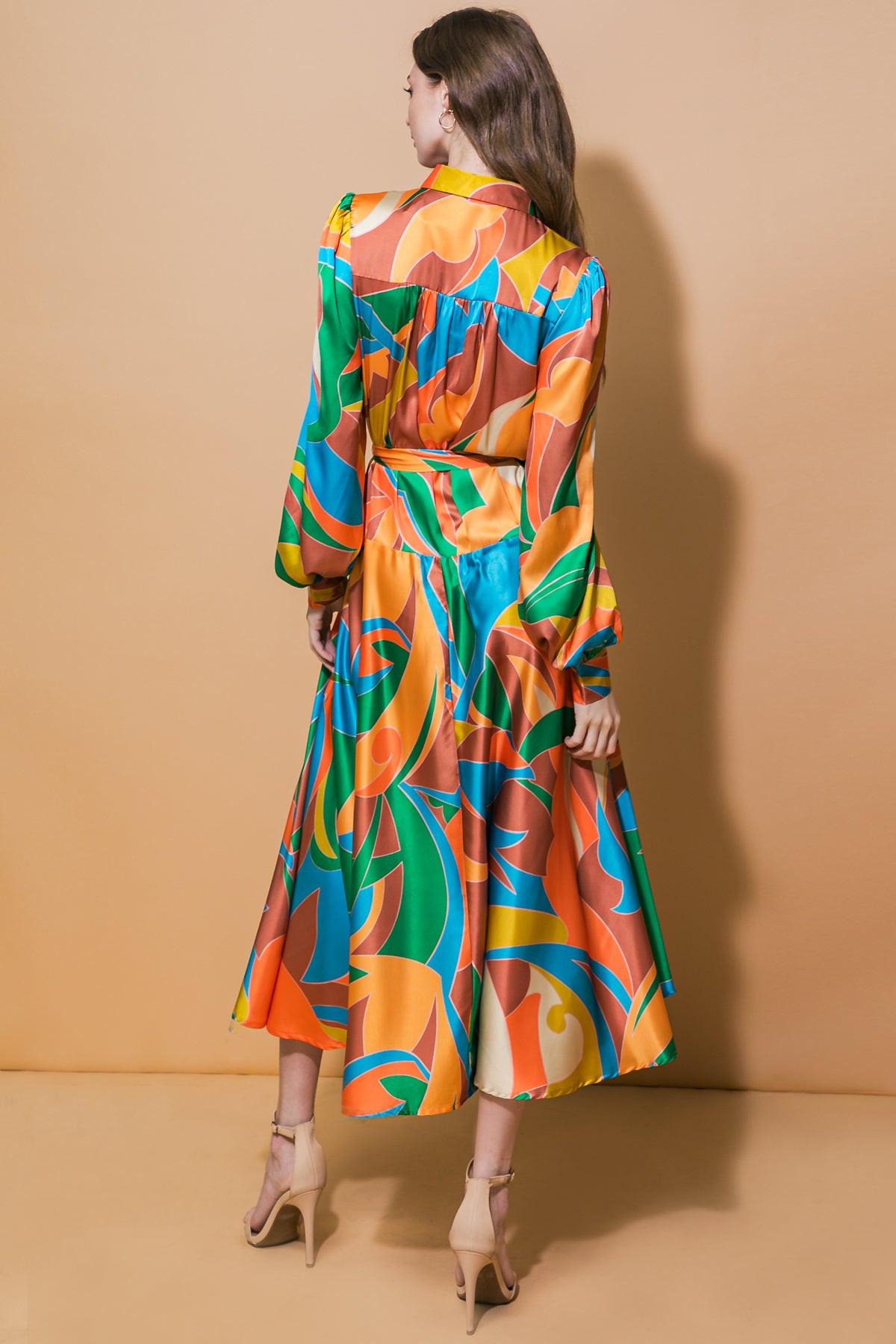 FOCUSED ON PRIORITIES WOVEN MIDI DRESS Flying Tomato
