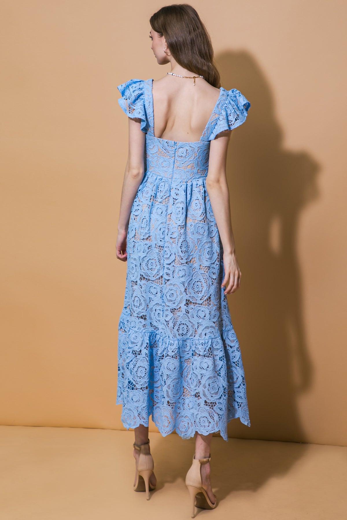 STILL THINKING LACE MIDI DRESS Flying Tomato