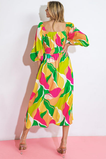 A SECOND THOUGHT WOVEN MIDI DRESS Flying Tomato
