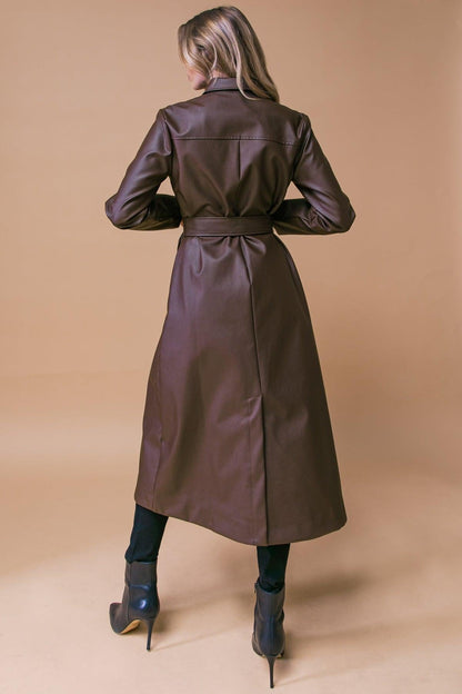 WHAT A WONDERFUL DAY LEATHER MIDI COAT Flying Tomato
