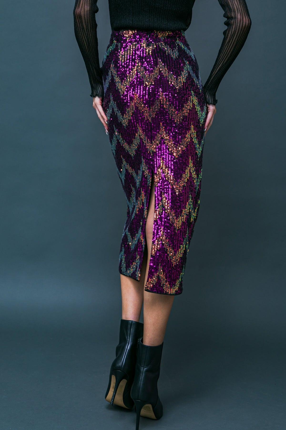 BE HAPPY FRIEND SEQUIN MIDI SKIRT Flying Tomato