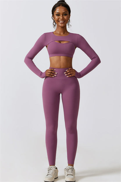 Juno Star Crop Top Sports Bra Leggings 3-Piece Set Fitglutes Activewear Gymwear Sportswear & Workout Clothes