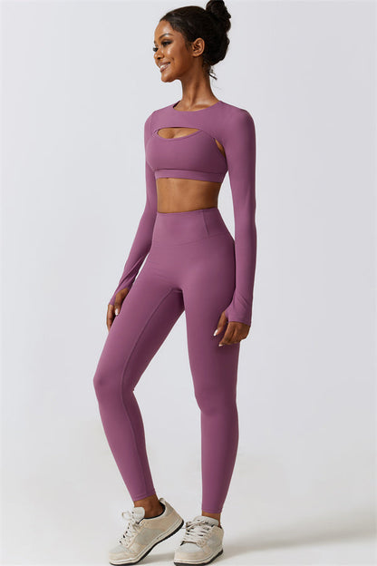 Juno Star Crop Top Sports Bra Leggings 3-Piece Set Fitglutes Activewear Gymwear Sportswear & Workout Clothes