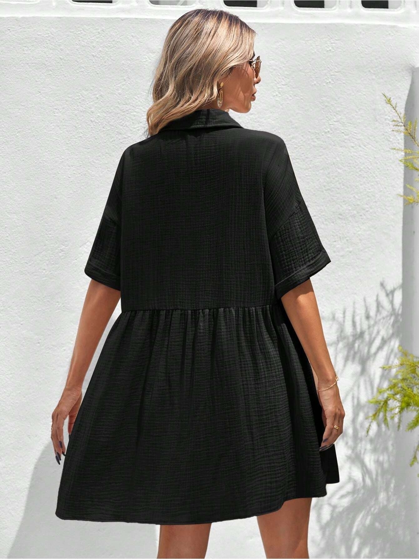 Women’s Ruffle Hem Shirt Dress – Loose Fit Summer Holiday Style FitiqueFit