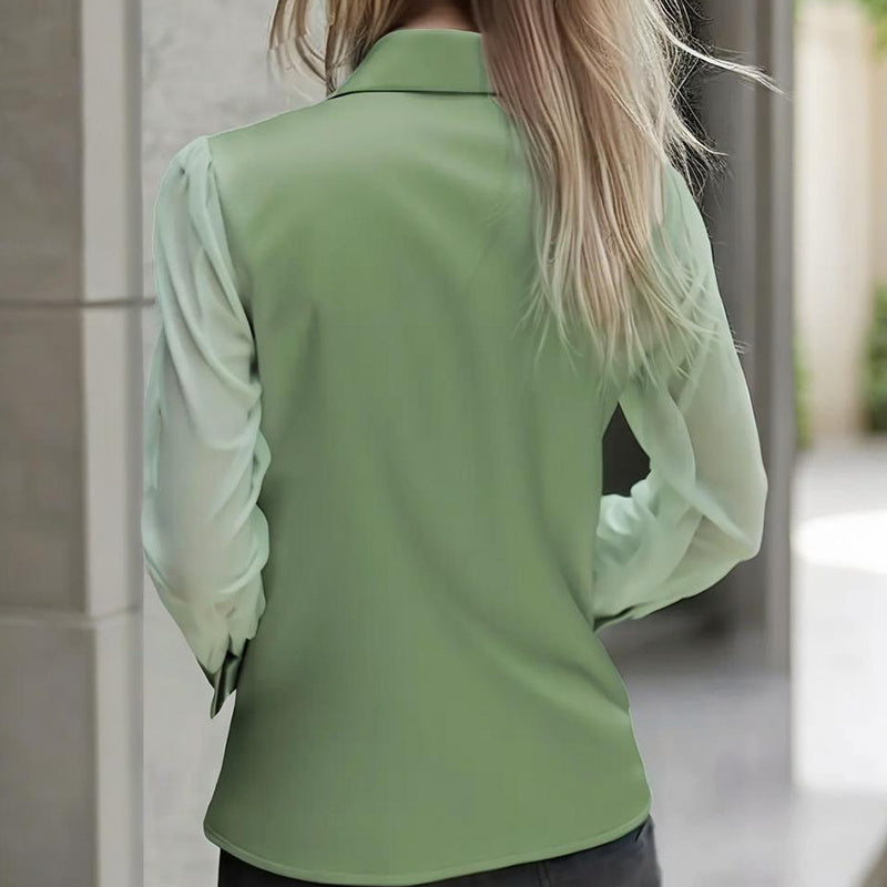 Women's Elegant Satin Blouse With Mesh Sleeves FitiqueFit