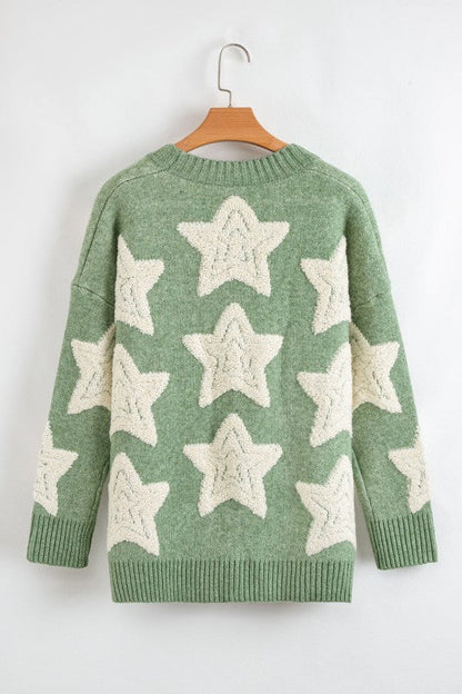 Star Sherpa Textured Buttoned Sweater Cardigan Shop Style & More | Fresh Looks, Everyday Deals & Free Shipping