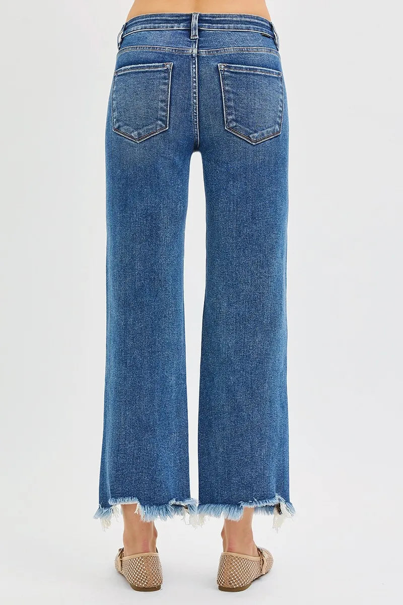 RISEN Full Size Mid Rise Crop Straight Jeans Plus Size West2East Surf