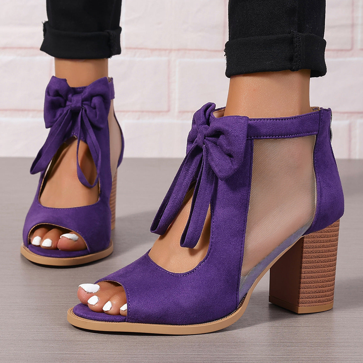 Platform Chunky High Heels Women's Sandals Bow Decoration Open Toe Block Ankle Strap Sandals For Dress Bridal Party Shoes New Era Fashion LLc