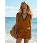 Women's V-Neck Vest & Shorts Two-Piece Set FitiqueFit
