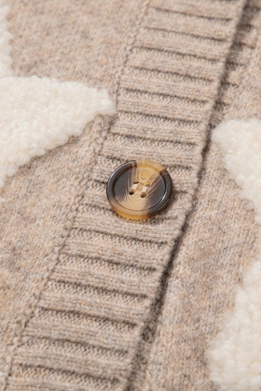 Star Sherpa Textured Buttoned Sweater Cardigan Shop Style & More | Fresh Looks, Everyday Deals & Free Shipping