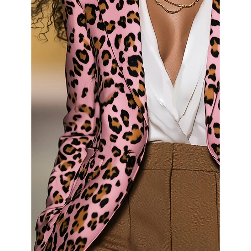 Women's Pink Leopard Blazer FitiqueFit
