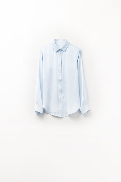 Baby Blue Buttoned Shirt in satin Q2store