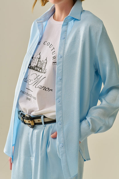 Baby Blue Buttoned Shirt in satin Q2store
