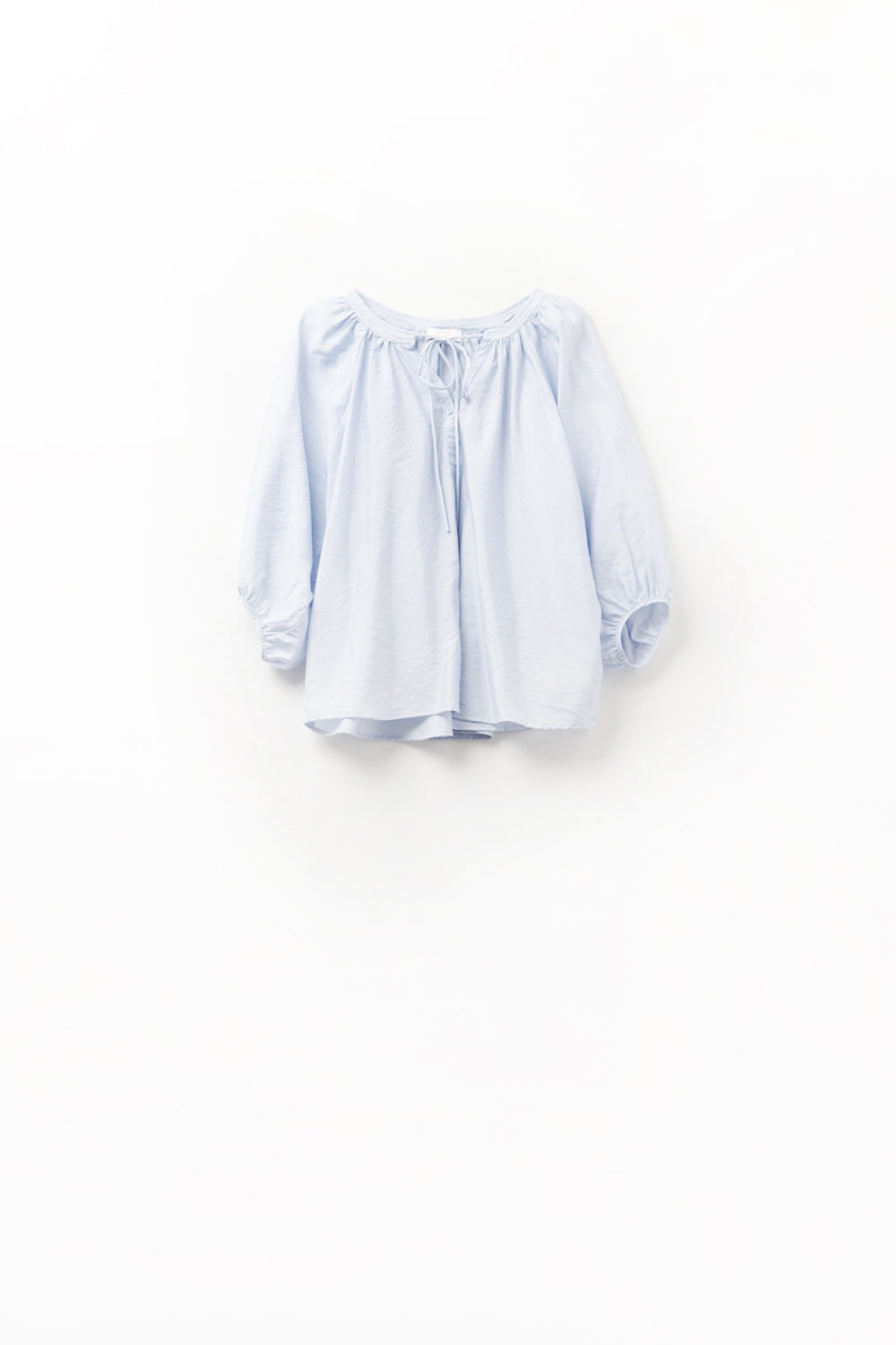 Baby Blue chiffon Top With Puffed Sleeves Q2store
