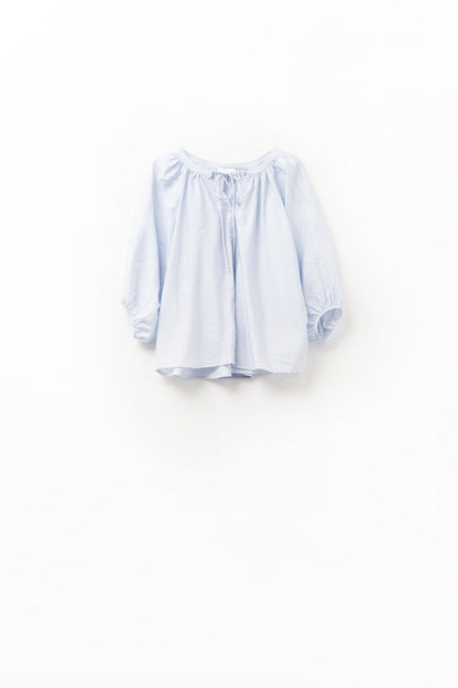 Baby Blue chiffon Top With Puffed Sleeves Q2store