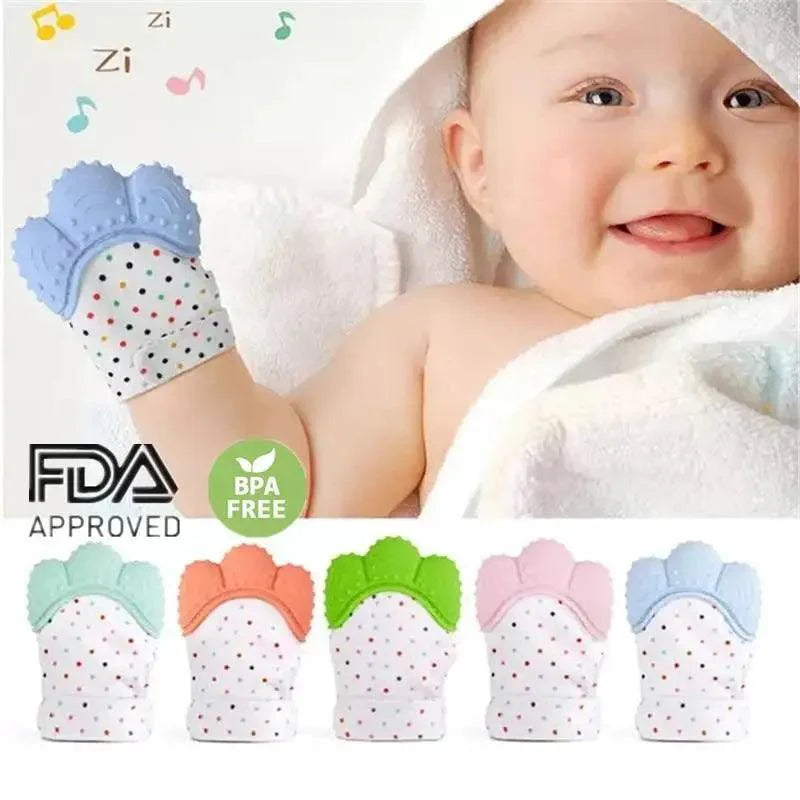 Baby Silicone Mitts Teething Mitten Glove Sound Teether Newborn Chewable Nursing Mittens Teether Natural Stop Sucking Thumb Toy Stevvex