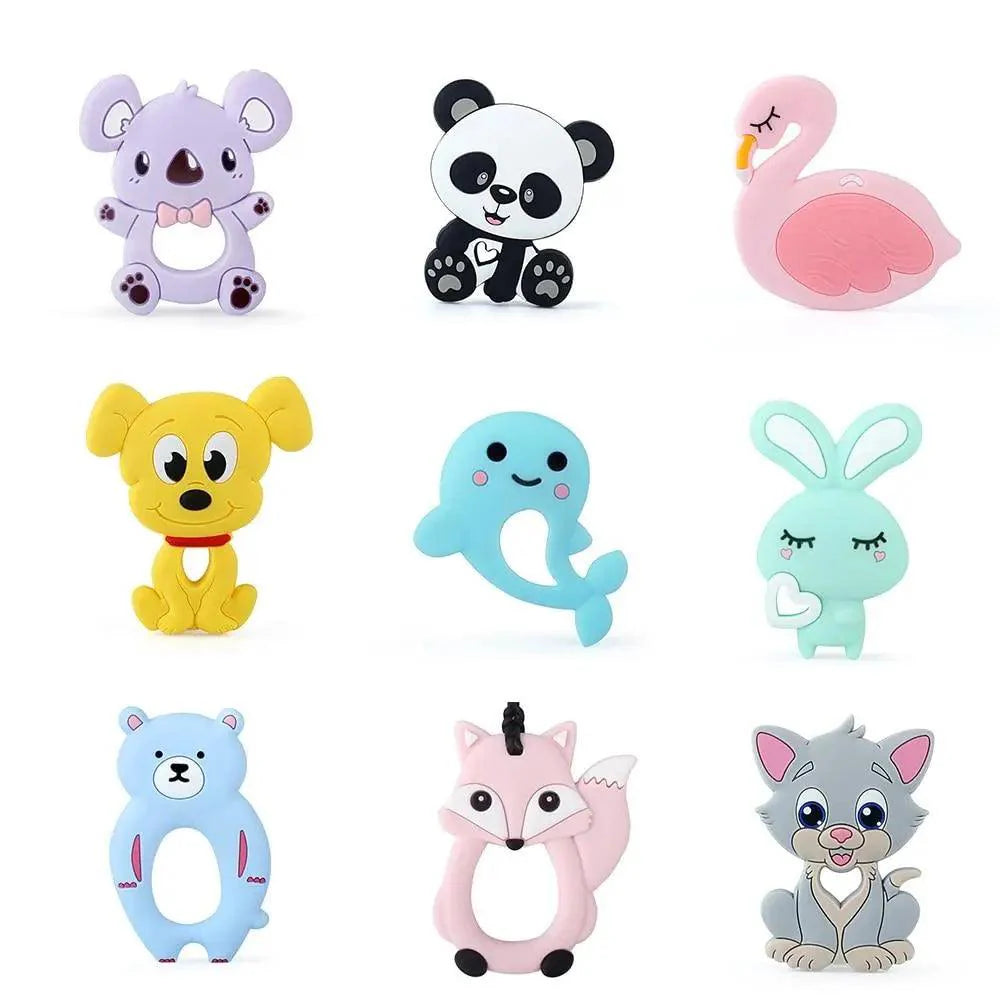 Baby Silicone Teethers BPA Free Teething Toy Animals Koala Bear Dog Teether Silicone Beads Stevvex