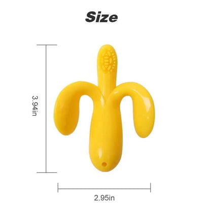 Baby Teether Toys Toddle Safe Banana Teething Ring Silicone Chew Dental Care Toothbrush Nursing Beads Gift For Infant Stevvex