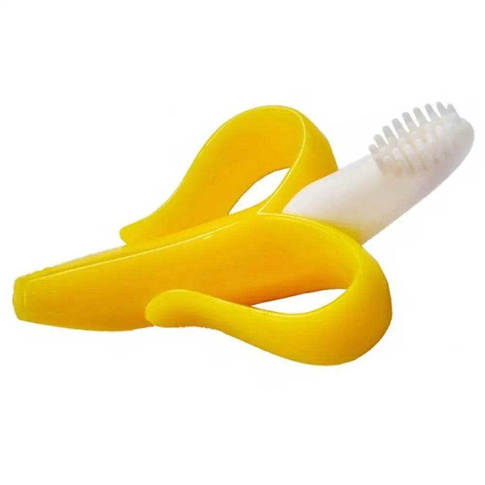 Baby Teether Toys Toddle Safe Banana Teething Ring Silicone Chew Dental Care Toothbrush Nursing Beads Gift For Infant Stevvex