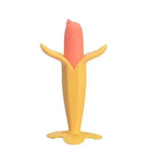 Baby Teether Toys Toddle Safe Banana Teething Ring Silicone Chew Dental Care Toothbrush Nursing Beads Gift For Infant Stevvex