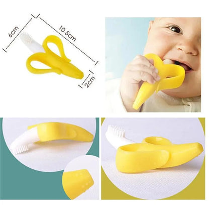 Baby Teether Toys Toddle Safe Banana Teething Ring Silicone Chew Dental Care Toothbrush Nursing Beads Gift For Infant Stevvex