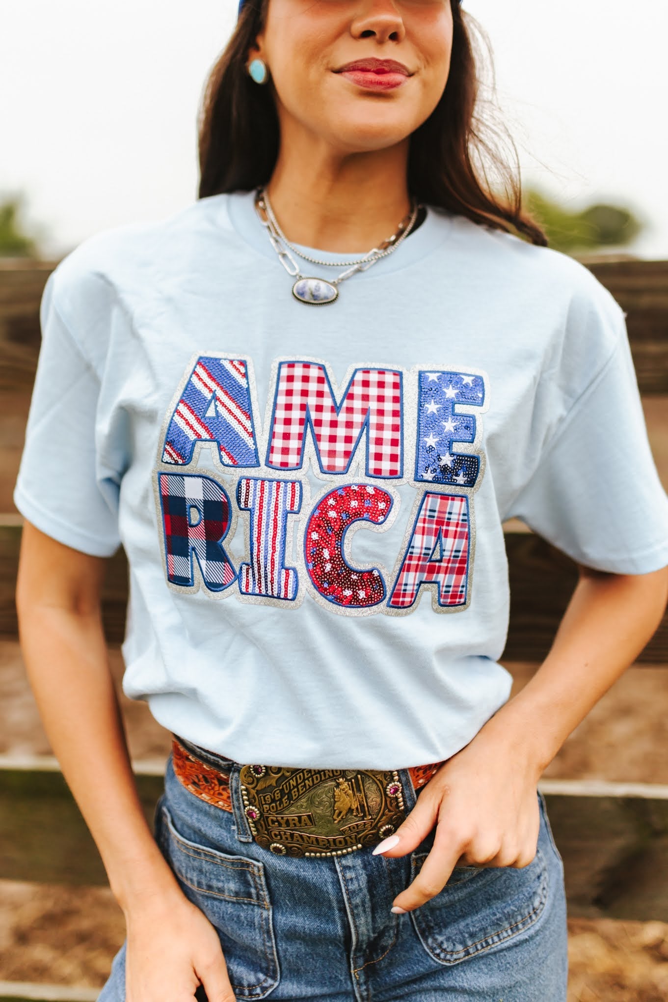 America Sequin Patch Tee Wild Junkie