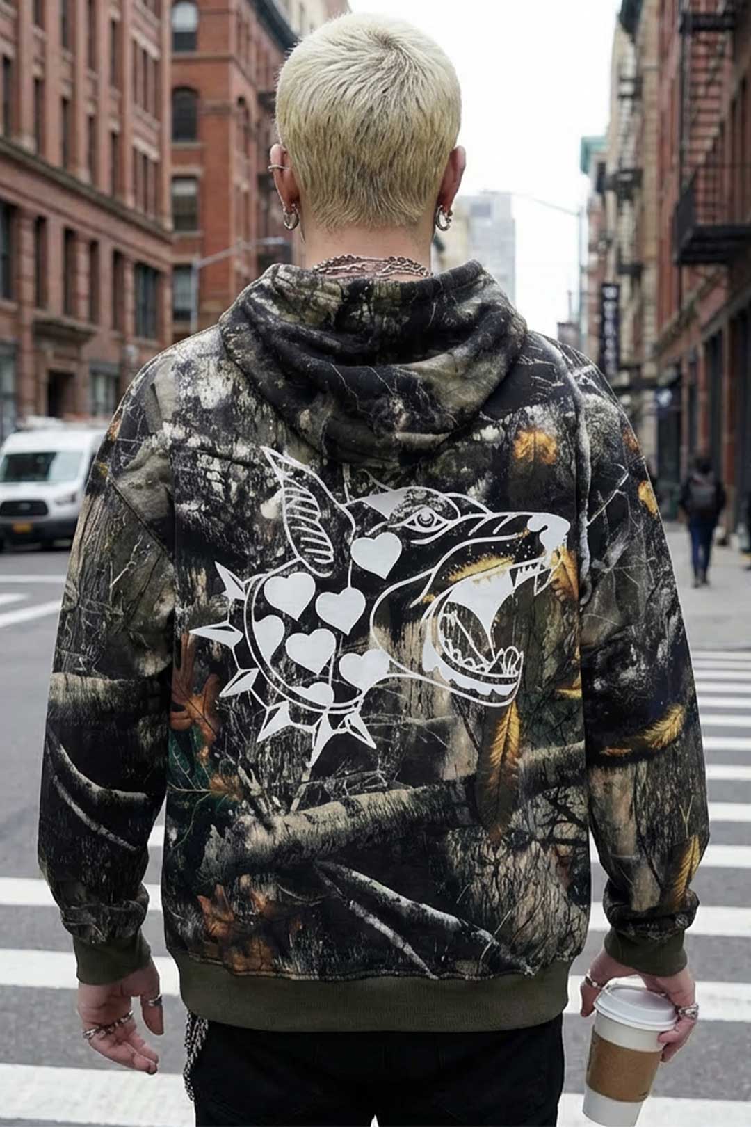 Stealth Heavyweight Oversized Unisex Camo Hoodie Thrash Happy