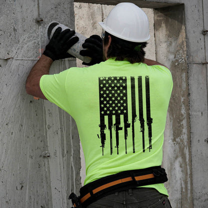 Rifle Flag - Safety Yellow T-Shirt Armed American Supply