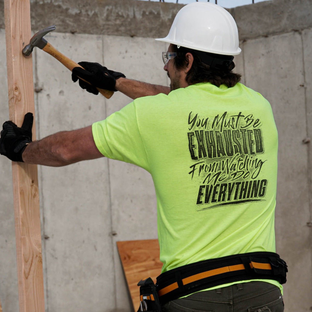 Exhausted - Safety Yellow T-Shirt Armed American Supply