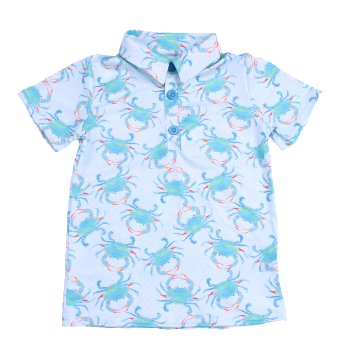 Aqua Crab Boys Polo Shirt Jolie & Jax Boutique