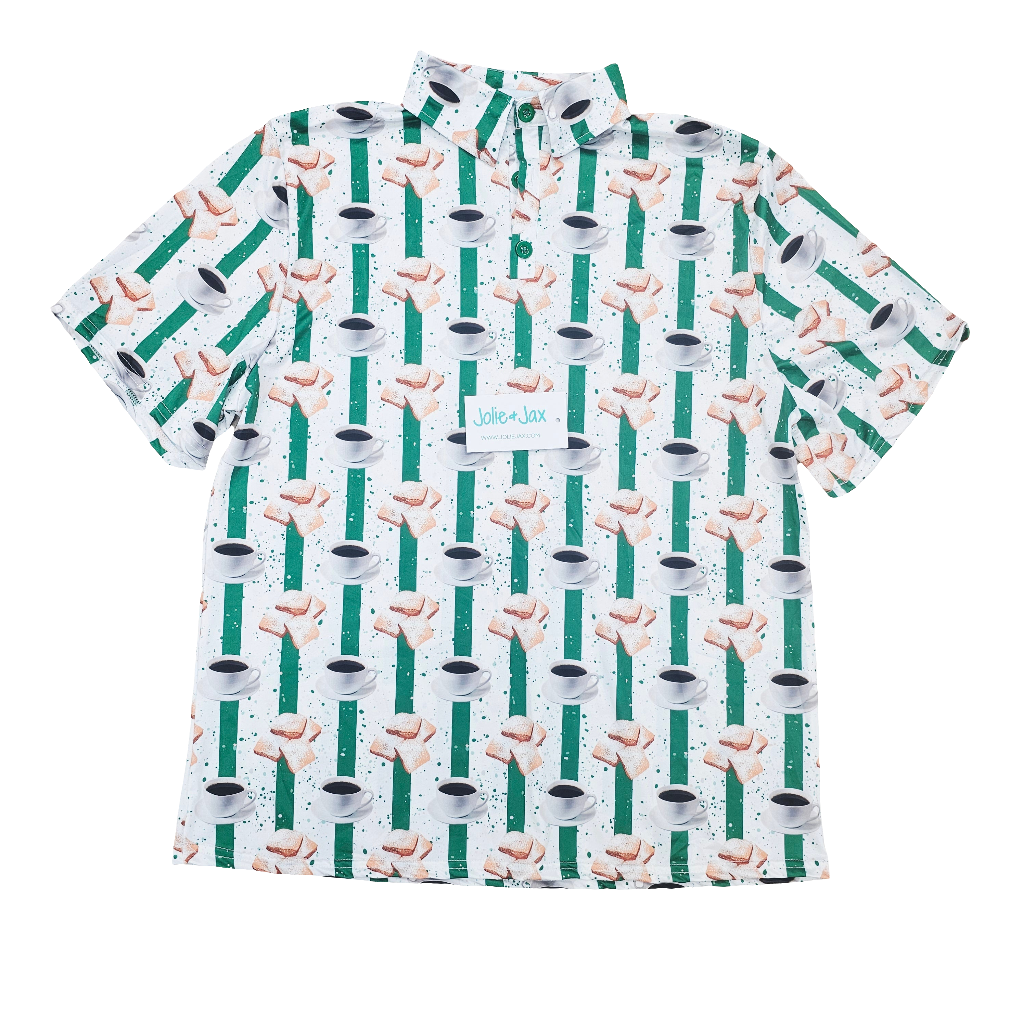 Beignet Stripe Polo Adult Shirt Jolie & Jax Boutique