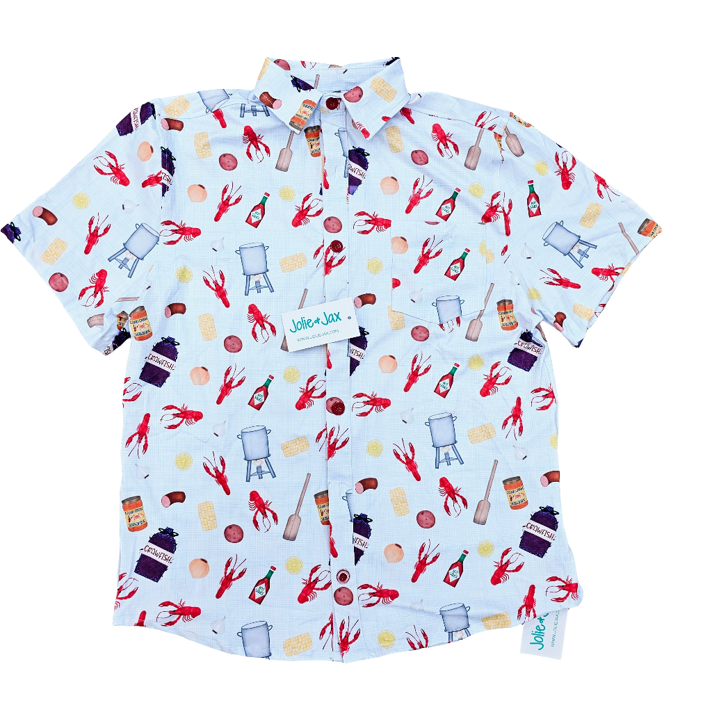 Crawfish Boil Adult Button Down Shirt Jolie & Jax Boutique