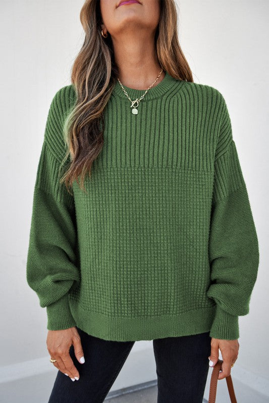Solid Textured Knit Crewneck Sweater Shop Style & More | Fresh Looks, Everyday Deals & Free Shipping