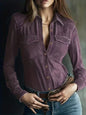 Deerskin Velvet Long Sleeve Patchwork Blouse | Retro Style FitiqueFit