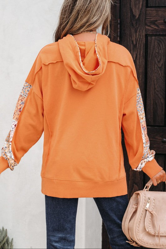 Floral Patchwork Drawstring Hoodie Shop Style & More | Fresh Looks, Everyday Deals & Free Shipping