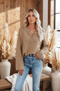 Solid Color V-Neck Pullover Knit Sweater | Relaxed Distressed Fit FitiqueFit