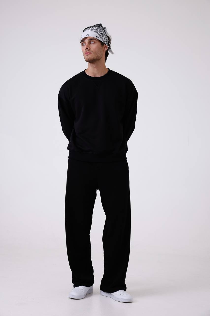 Unisex Baggy Fit Oversize Sweatshirt & Jogger Set - Heavyweight Tracksuit Withinblack