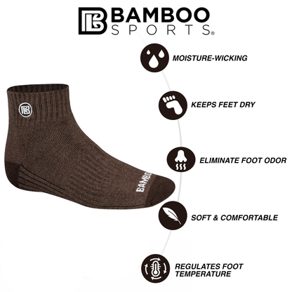 Premium Bamboo Rayon Quarter High Crew Socks Bamboo Sports