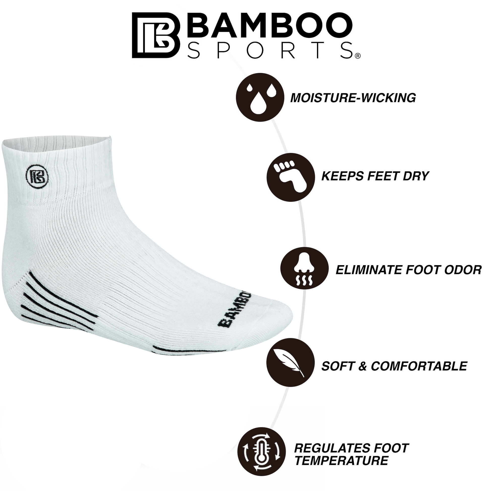 Premium Bamboo Rayon Quarter High Crew Socks Bamboo Sports