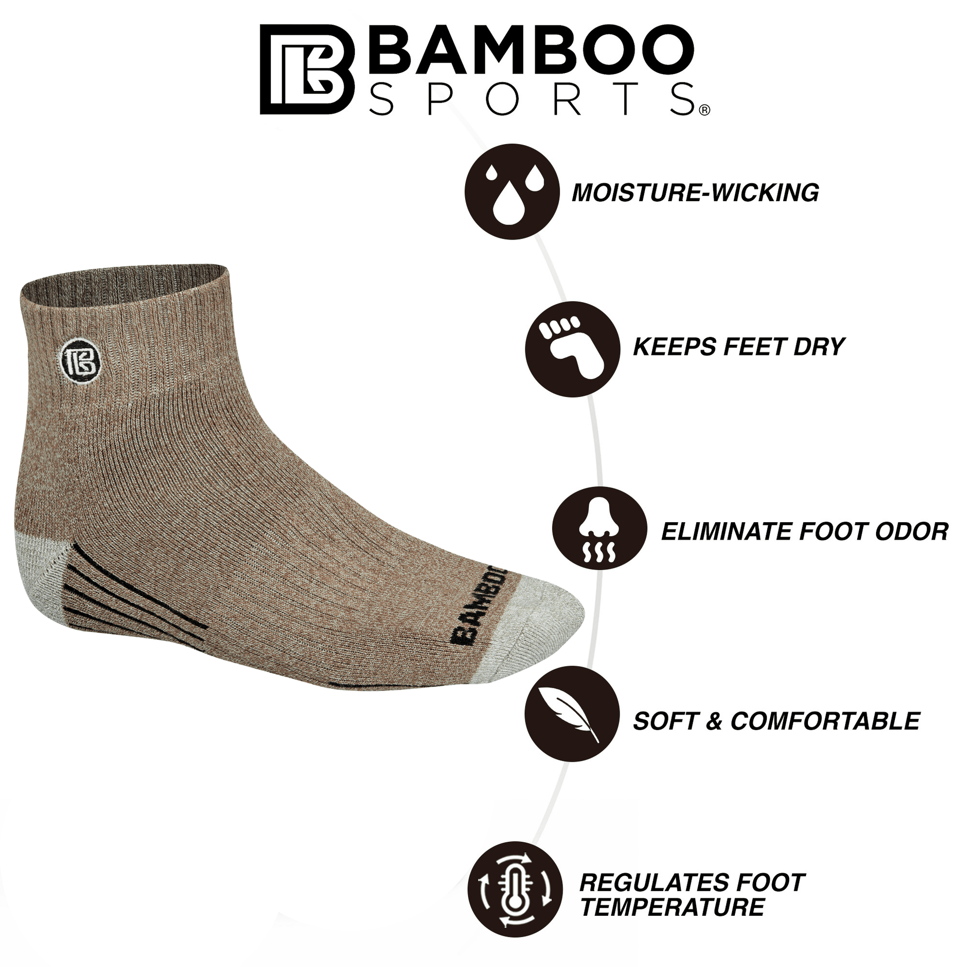 Premium Bamboo Rayon Quarter High Crew Socks Bamboo Sports