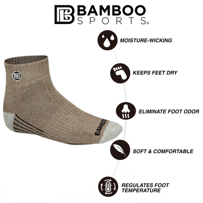 Premium Bamboo Rayon Quarter High Crew Socks Bamboo Sports