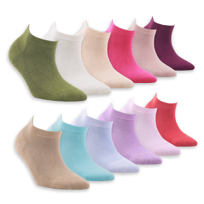 Women’s Bamboo Ankle Socks 12-Pack – Mixed Colors Soft Thin Low-Cut Socks Bambooven