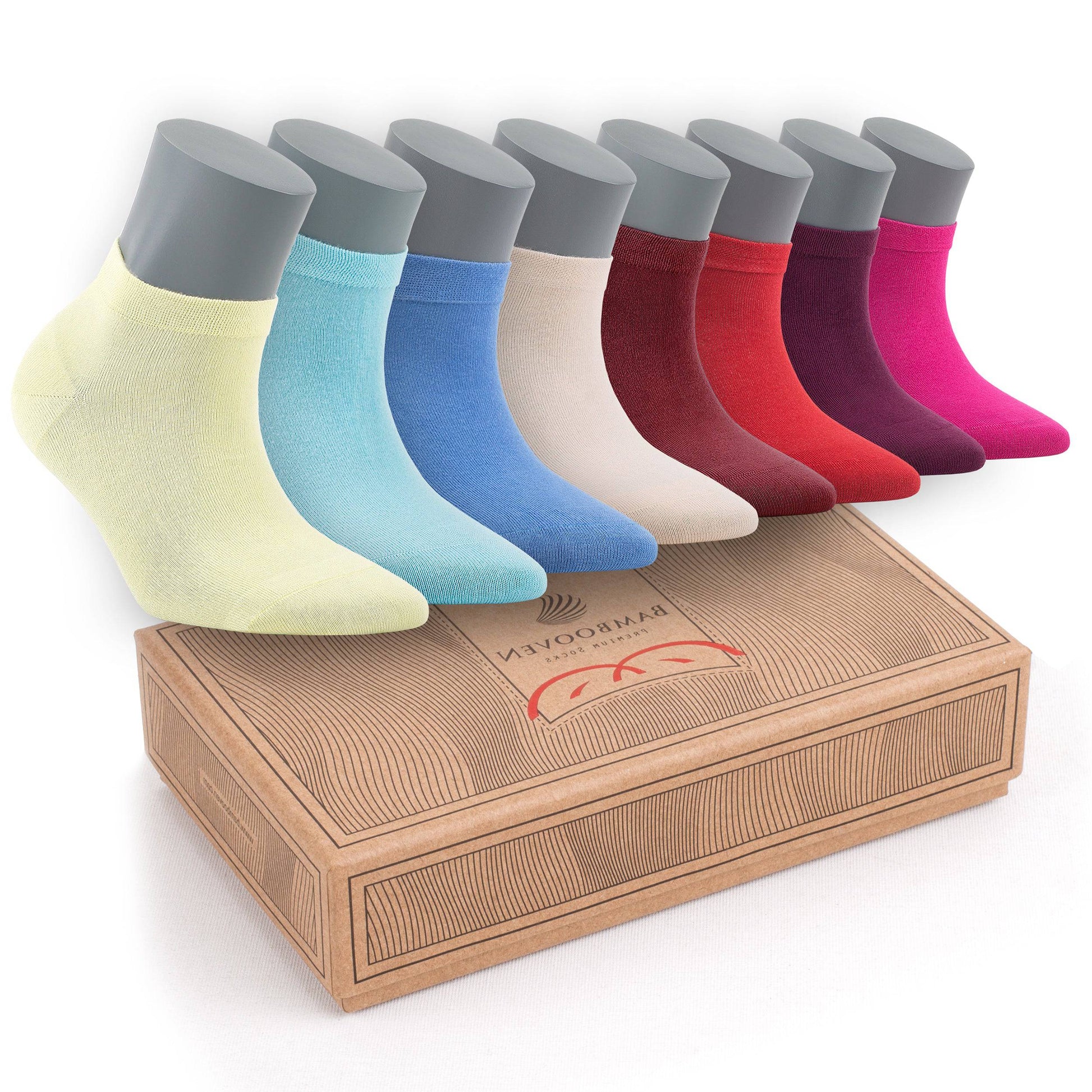 Women’s Bamboo Ankle Socks 8-Pack – Mixed Colors Soft Thin Low-Cut Socks Bambooven